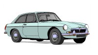 MG B GT Silver blue metalic